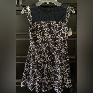 Charming Navy  and White Floral Kids Dress